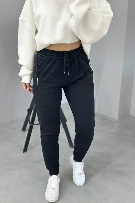 ONE COLOR SIMPLE WOMEN SWEATPANTS BLACK/ E ZEZE - 4