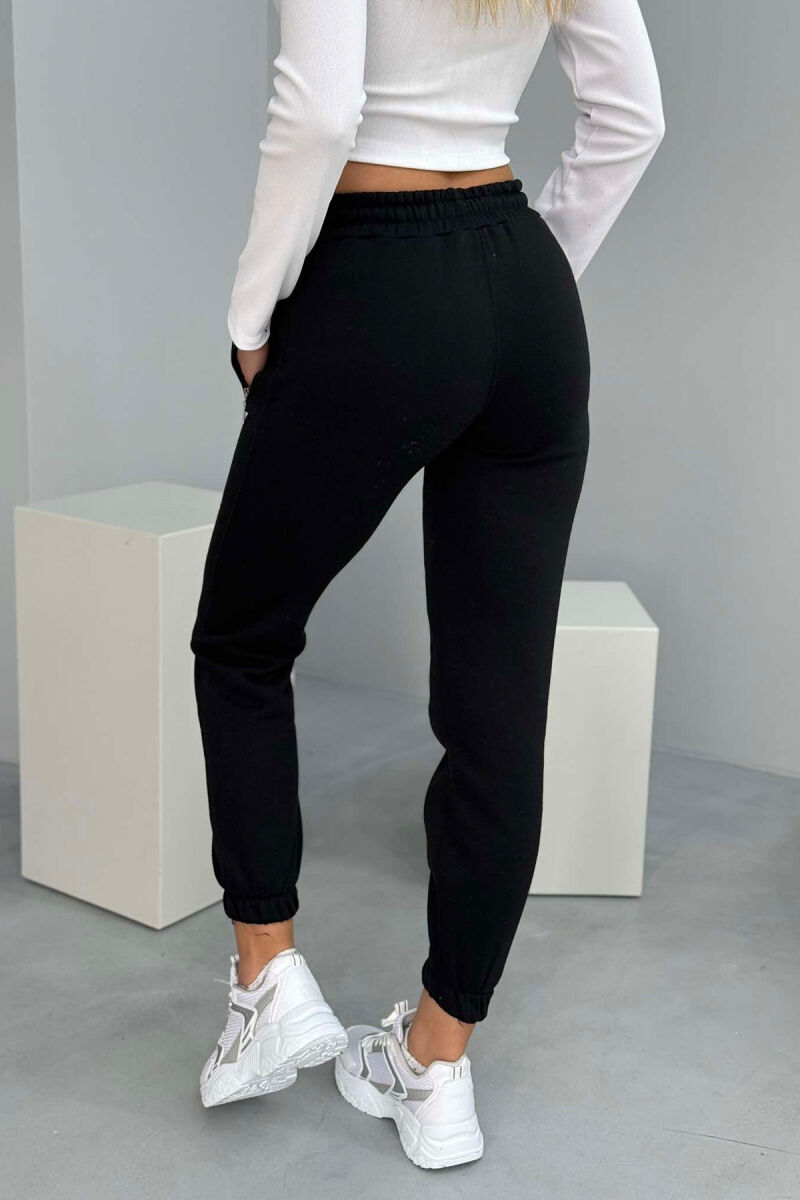 ONE COLOR FLUFFY WOMEN SWEATPANTS BLACK/ E ZEZE - 4