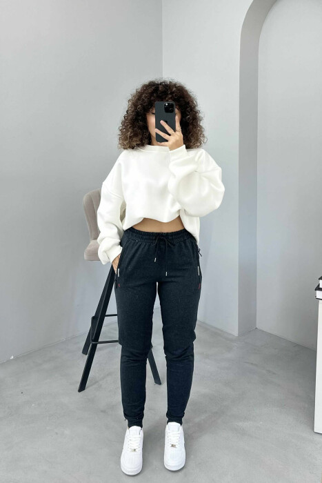 ONE COLOR SIMPLE WOMEN SWEATPANTS DARK GREY/GEE - KLAUDIO FASHION