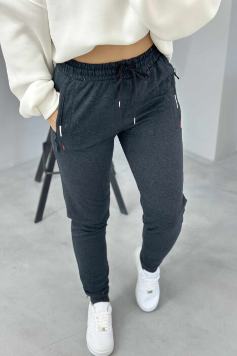 ONE COLOR SIMPLE WOMEN SWEATPANTS DARK GREY/GEE - 2