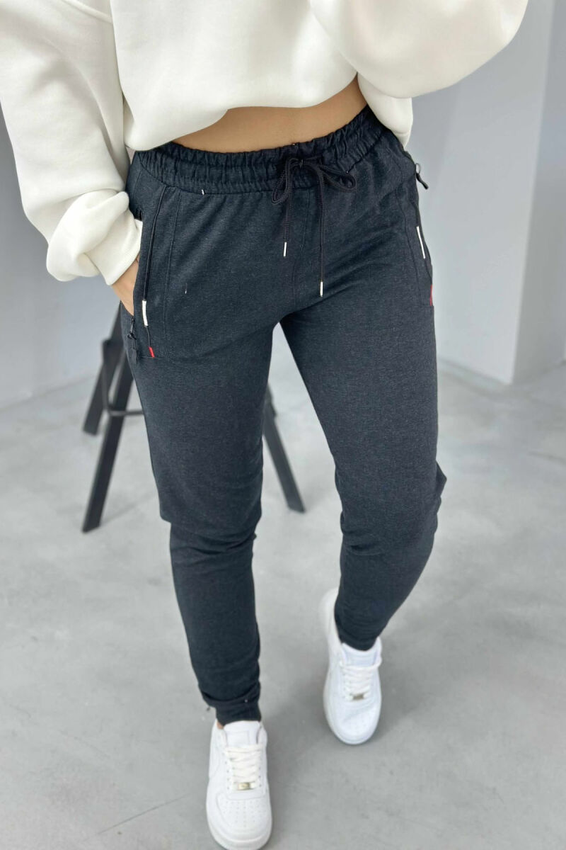 ONE COLOR SIMPLE WOMEN SWEATPANTS DARK GREY/GEE - 2
