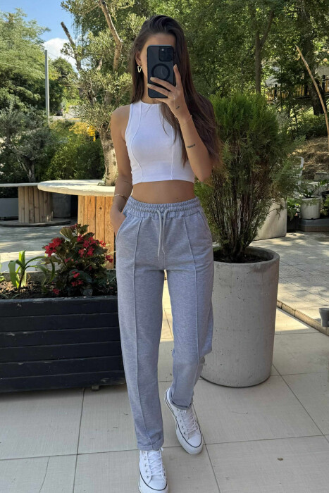 ONE COLOR SIMPLE WOMEN SWEATPANTS GREY/GRI - 2