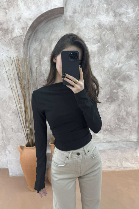 ONE COLOR SIMPLE WOMEN SWEATSHIRT BLACK/ E ZEZE - 1
