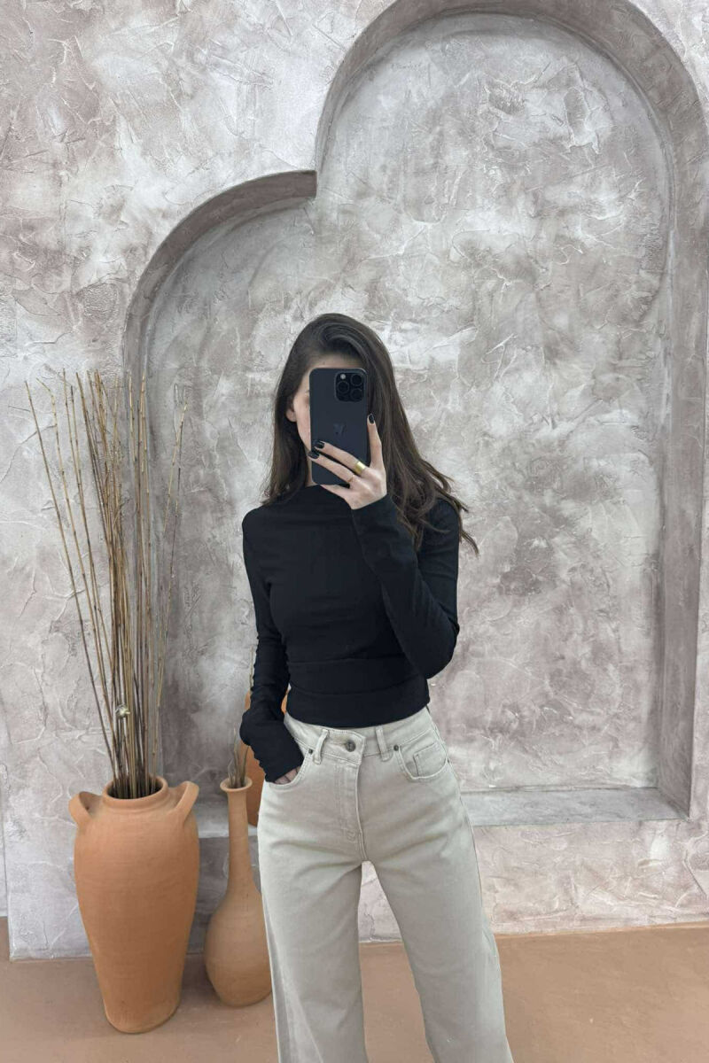 ONE COLOR SIMPLE WOMEN SWEATSHIRT BLACK/ E ZEZE - 2