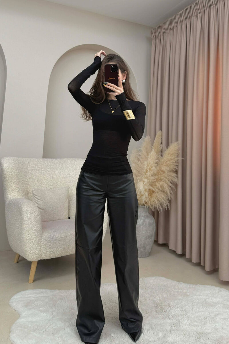 ONE COLOR SIMPLE WOMEN SWEATSHIRT BLACK/ E ZEZE - 2