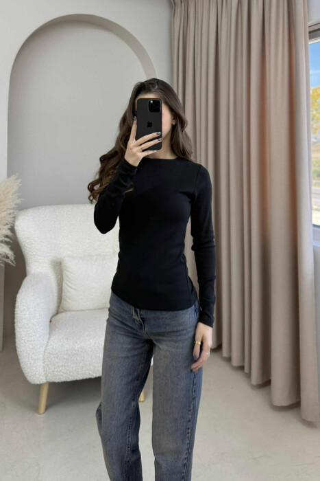 ONE COLOR SIMPLE WOMEN SWEATSHIRT BLACK/ E ZEZE 