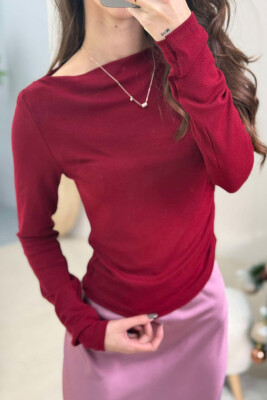 ONE COLOR SIMPLE WOMEN SWEATSHIRT BURGUNDY/VISHNJE 