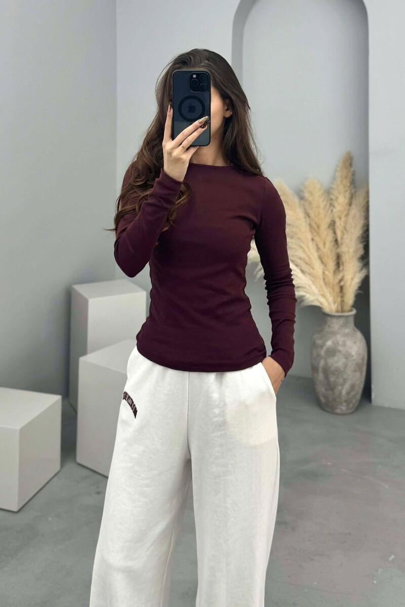 ONE COLOR SIMPLE WOMEN SWEATSHIRT DARK BURGUNDY/VISHNJE E ERRET - 1