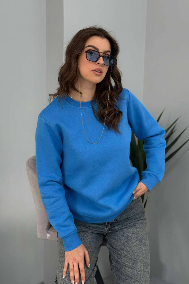 ONE COLOR SIMPLE WOMEN SWEATSHIRT LIGHTBLUE/BZ - 1