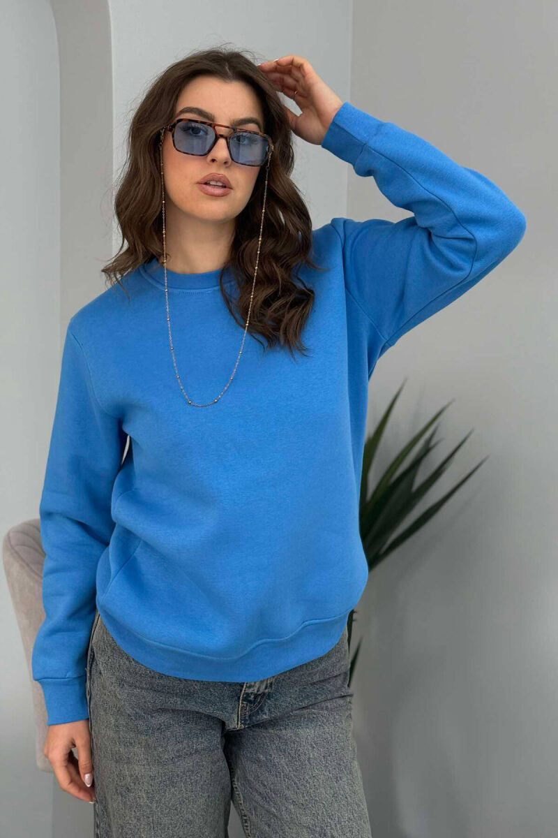ONE COLOR SIMPLE WOMEN SWEATSHIRT LIGHTBLUE/BZ - 5