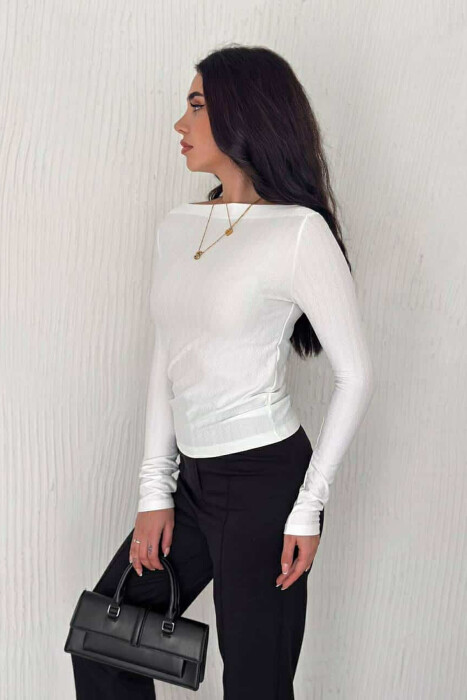 ONE COLOR SIMPLE WOMEN SWEATSHIRT WHITE-E BARDHE - 1