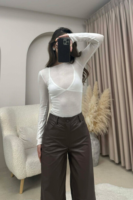 ONE COLOR SIMPLE WOMEN SWEATSHIRT WHITE-E BARDHE - 4