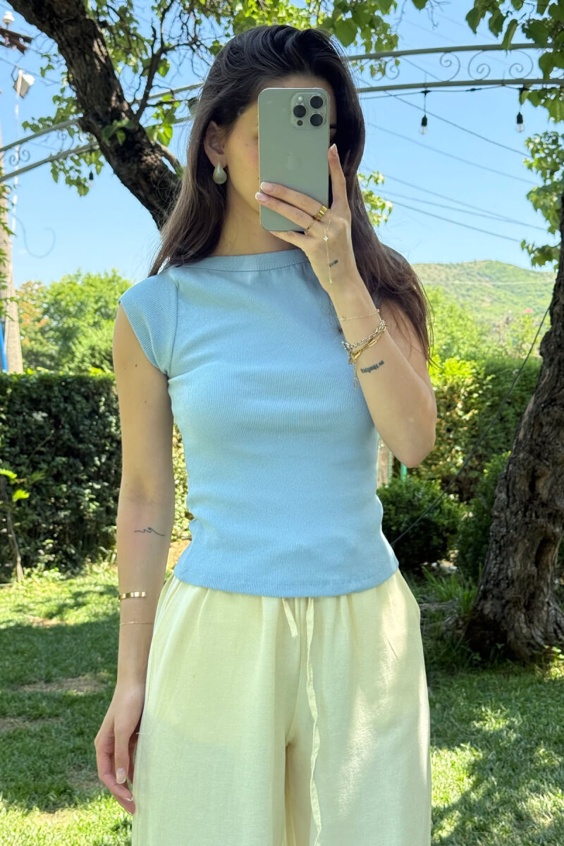 ONE COLOR SIMPLE WOMEN T-SHIRT BABY BLUE/BLU BY - 2