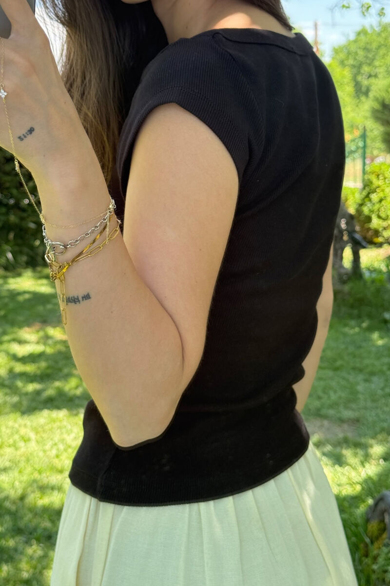 ONE COLOR SIMPLE WOMEN T-SHIRT BLACK/ E ZEZE - 3