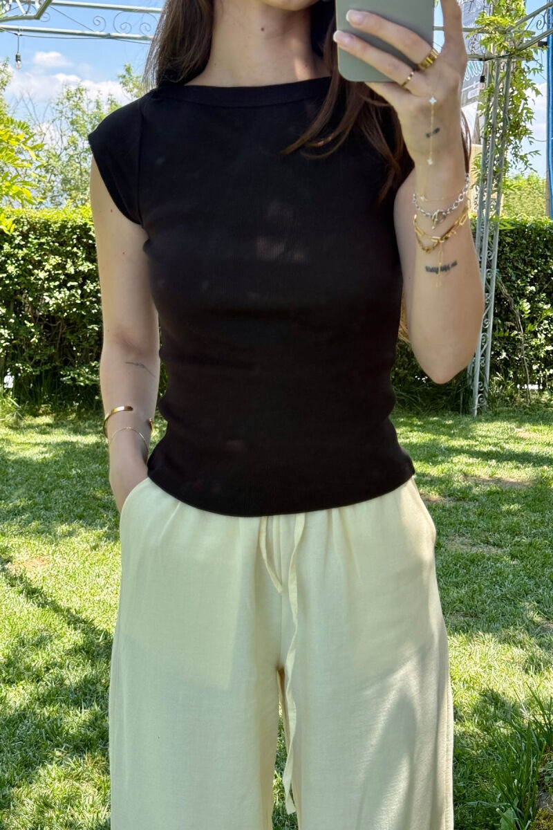 ONE COLOR SIMPLE WOMEN T-SHIRT BLACK/ E ZEZE - 4