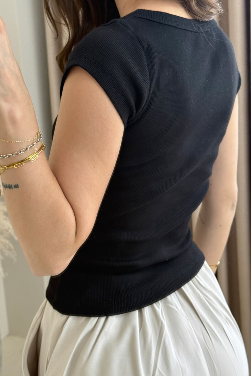 ONE COLOR SIMPLE WOMEN T-SHIRT BLACK/ E ZEZE - 3