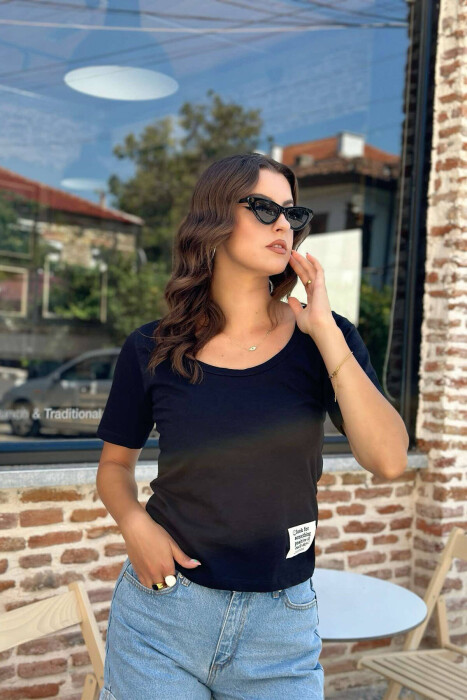 ONE COLOR SIMPLE WOMEN T-SHIRT BLACK/ E ZEZE - 7