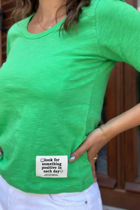 ONE COLOR SIMPLE WOMEN T-SHIRT GREEN/JESHILE - 6
