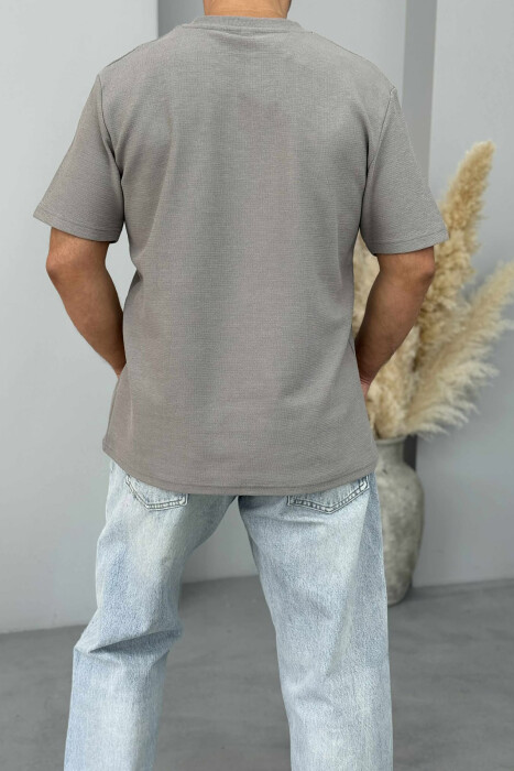 ONE COLOR SIMPLE MEN T-SHIRT GREY/GRI - 3