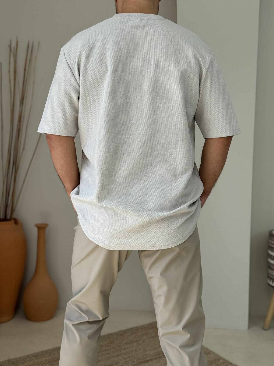 ONE COLOR SIMPLE MEN T-SHIRT LIGHT BEIGE/BZHZB - 3