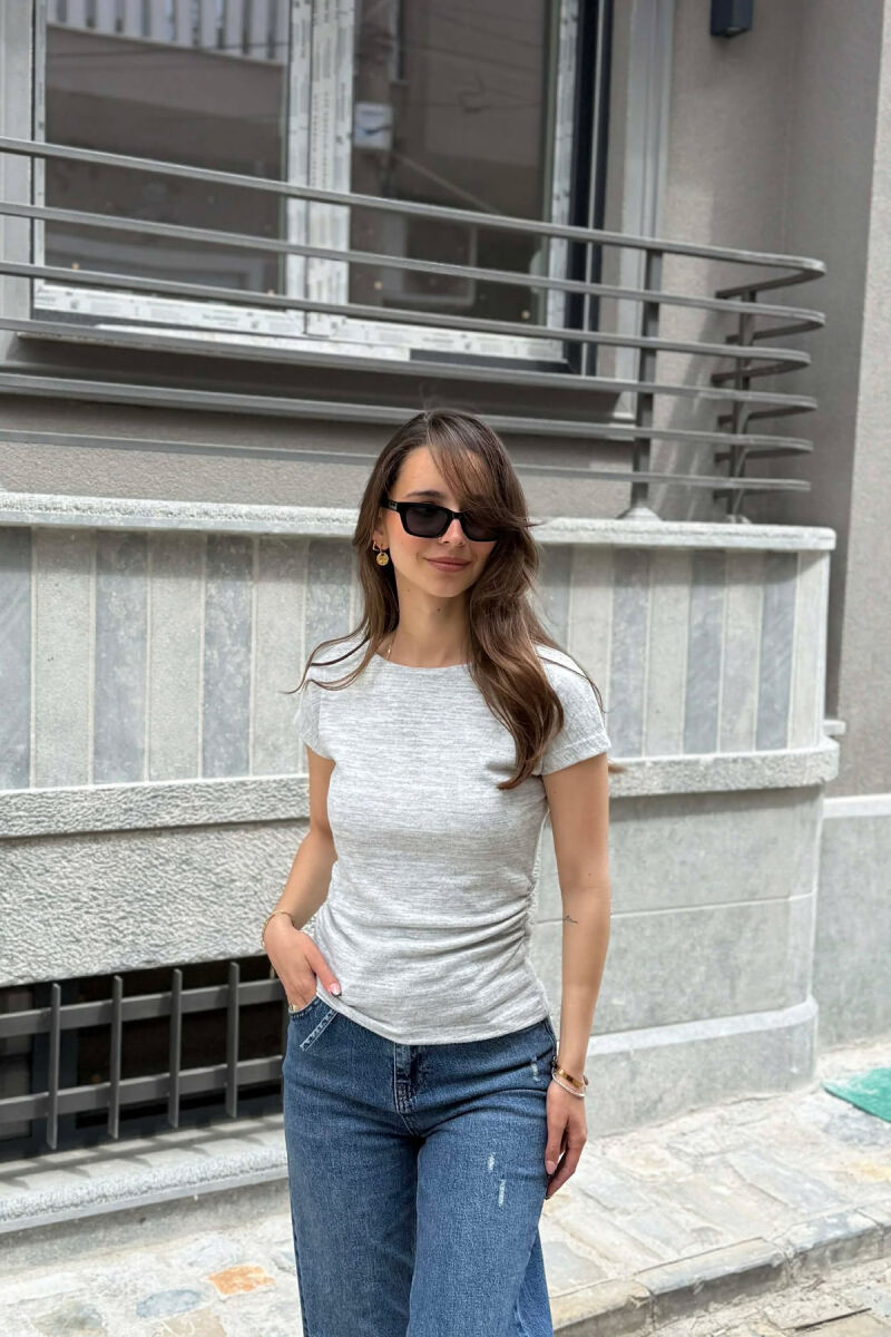 ONE COLOR SIMPLE WOMEN T-SHIRT LIGHT GREY/GZ - 1