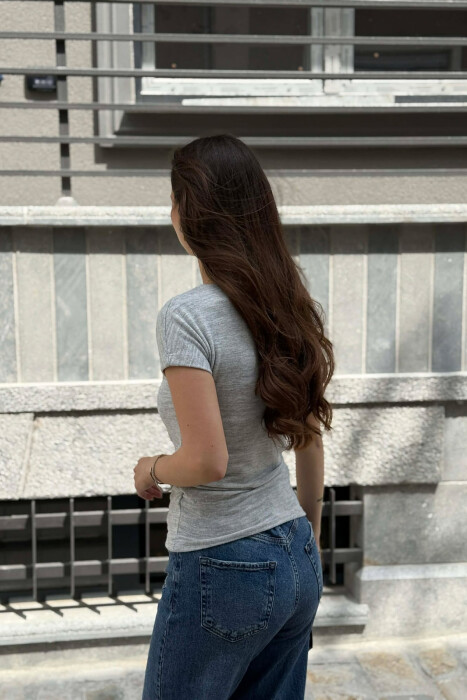 ONE COLOR SIMPLE WOMEN T-SHIRT LIGHT GREY/GZ - 2