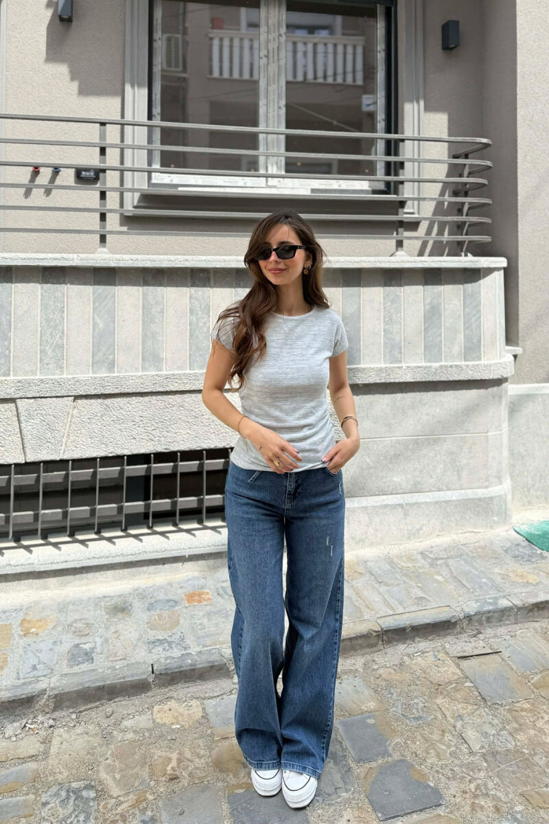 ONE COLOR SIMPLE WOMEN T-SHIRT LIGHT GREY/GZ - 3