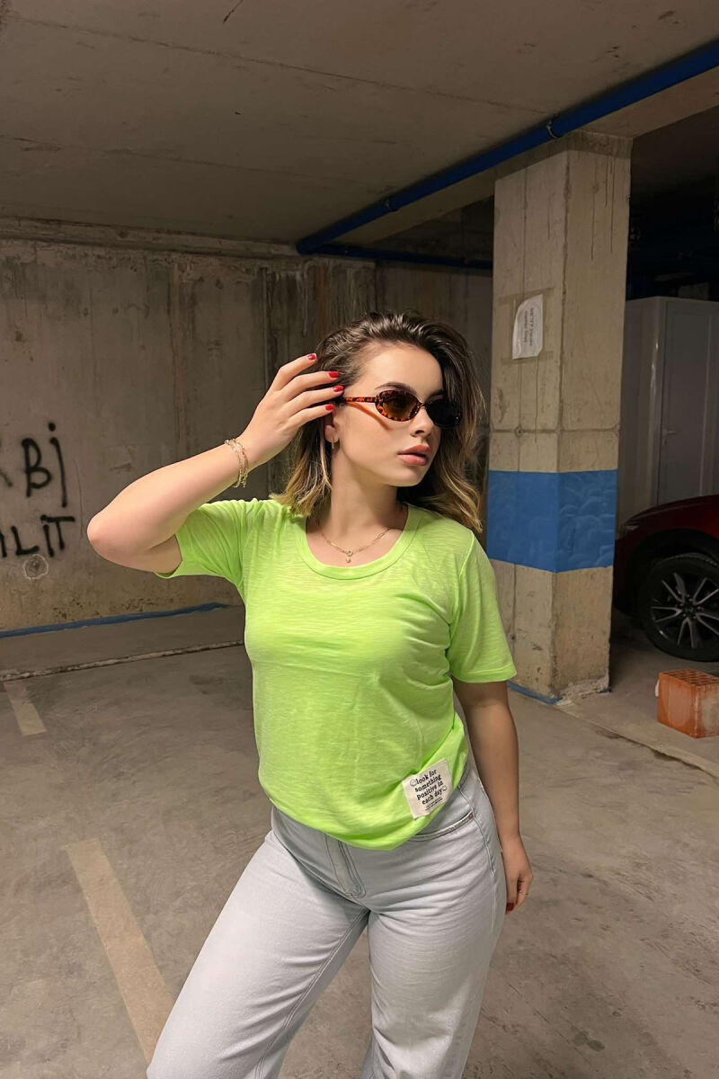 ONE COLOR SIMPLE WOMEN T-SHIRT NEON/NEON - 2