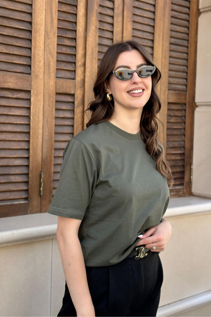 ONE COLOR SIMPLE WOMEN T-SHIRT OLIVE/ULLI - 1