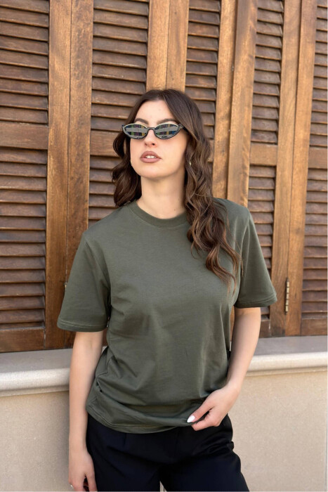 ONE COLOR SIMPLE WOMEN T-SHIRT OLIVE/ULLI - 4
