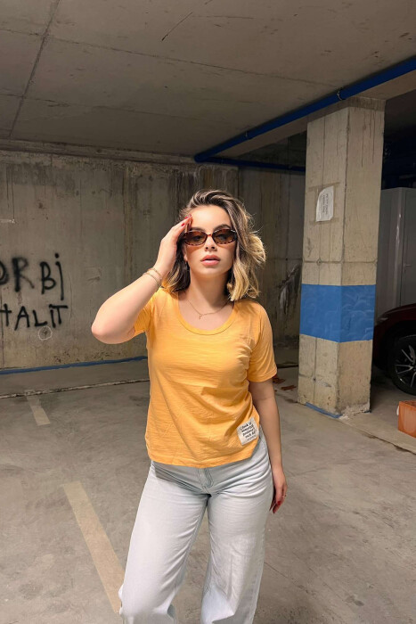 ONE COLOR SIMPLE WOMEN T-SHIRT ORANGE/PORTOKALLI 