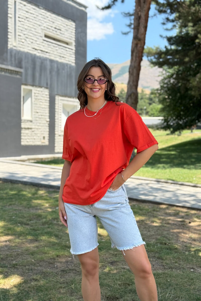 ONE COLOR SIMPLE WOMEN T-SHIRT ORANGE/PORTOKALLI - 3