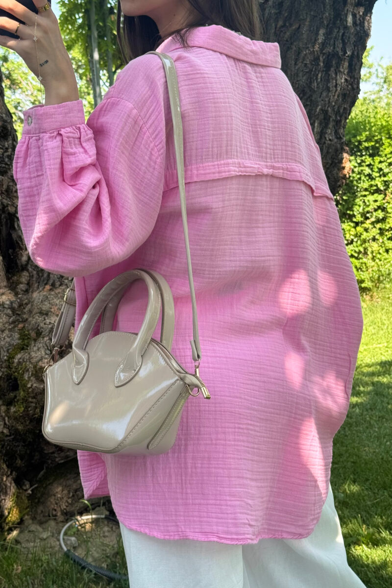 ONE COLOR SIMPLE WOMEN SHIRT PINK/ROZE - 4