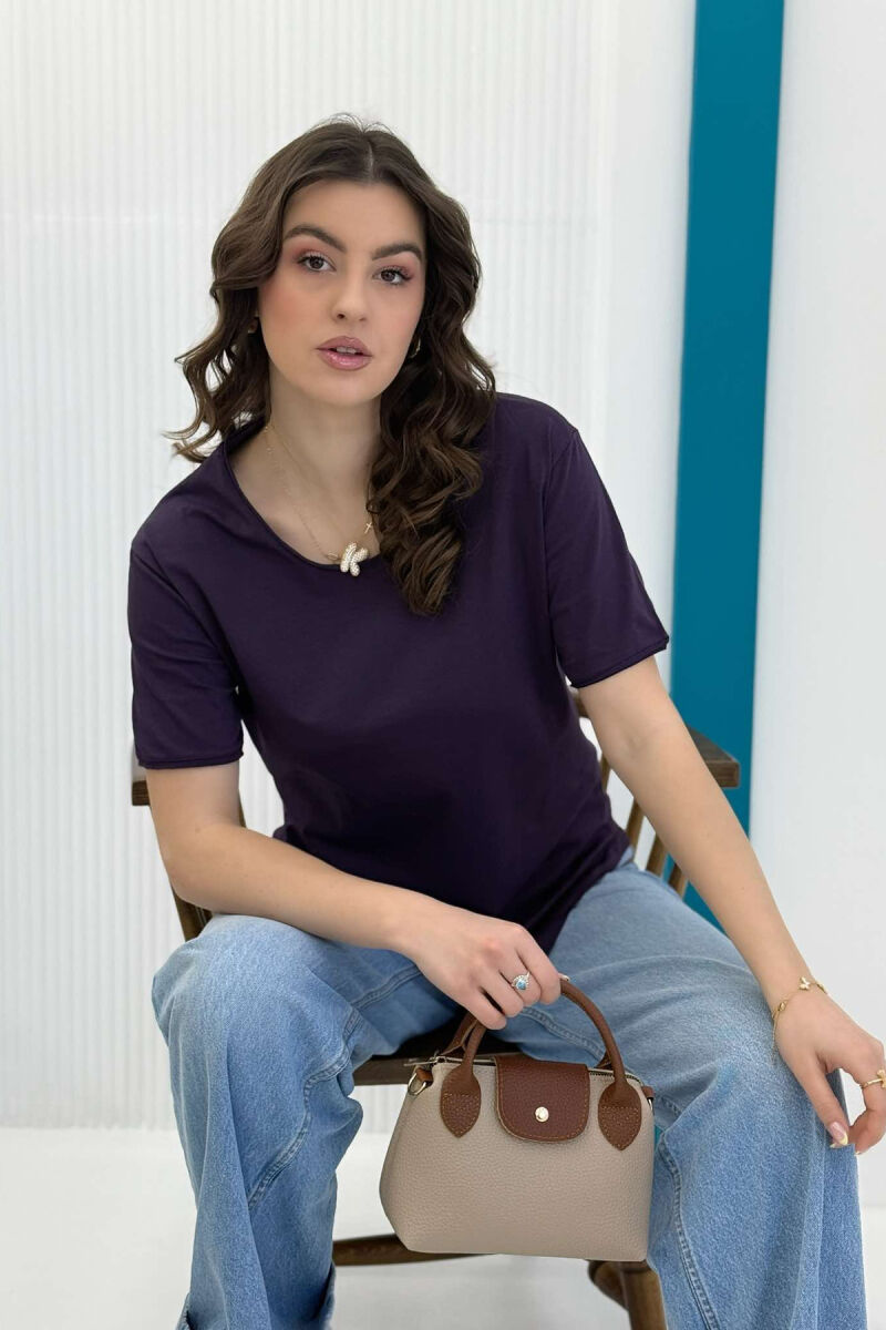 ONE COLOR SIMPLE WOMEN T-SHIRT PURPLE/LEJLA - 1