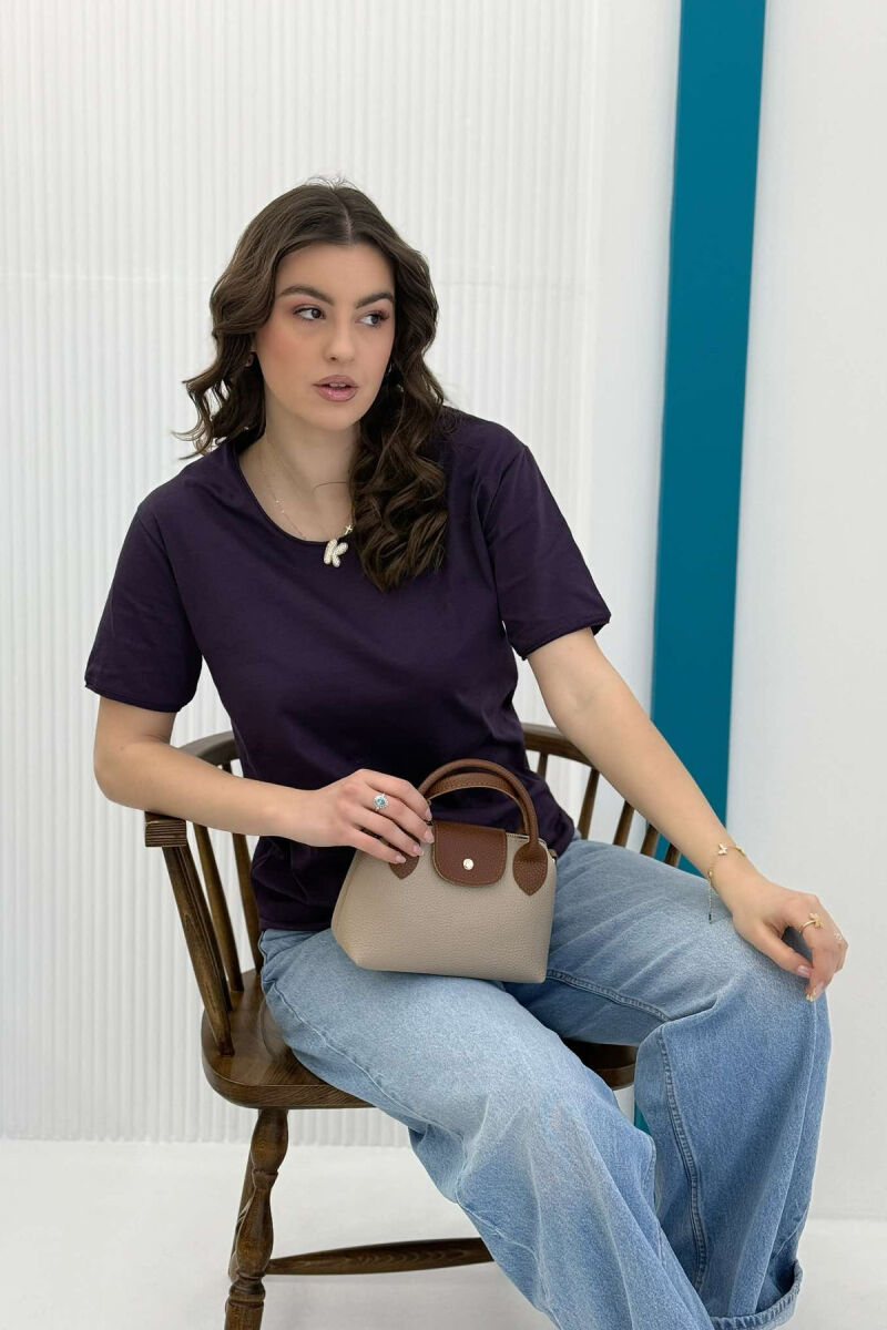 ONE COLOR SIMPLE WOMEN T-SHIRT PURPLE/LEJLA - 2