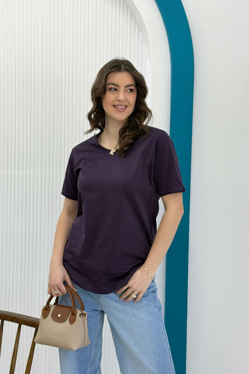 ONE COLOR SIMPLE WOMEN T-SHIRT PURPLE/LEJLA - 4