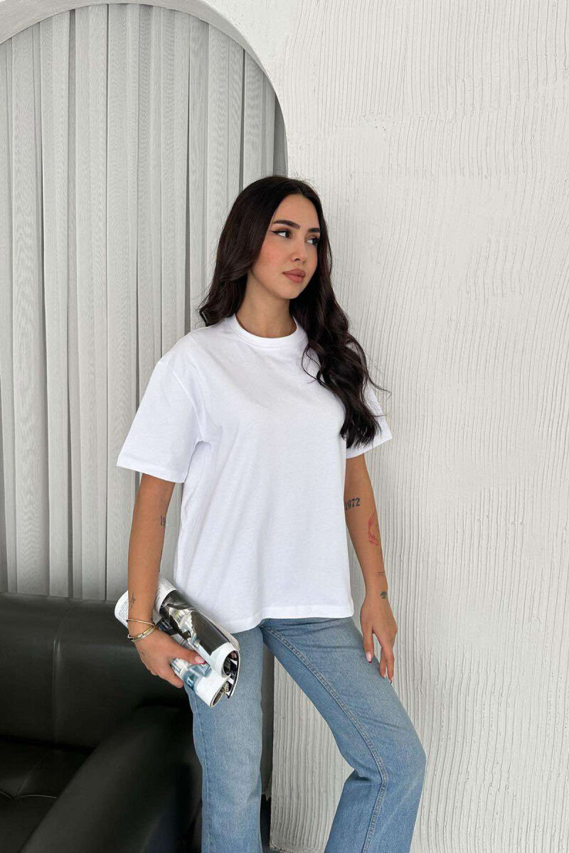 ONE COLOR SIMPLE WOMEN T-SHIRT WHITE-E BARDHE - 2