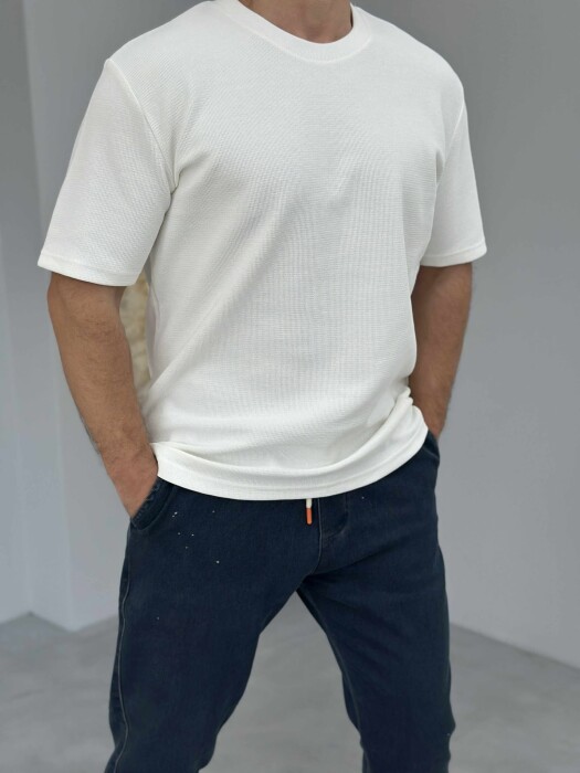 ONE COLOR SIMPLE MEN T-SHIRT WHITE-E BARDHE 