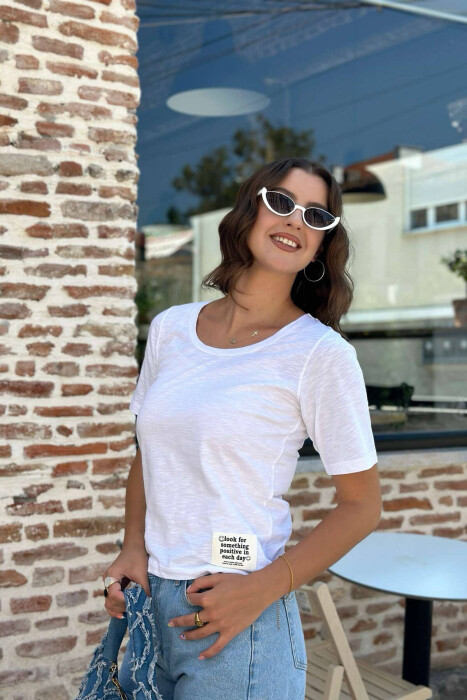ONE COLOR SIMPLE WOMEN T-SHIRT WHITE-E BARDHE - 7