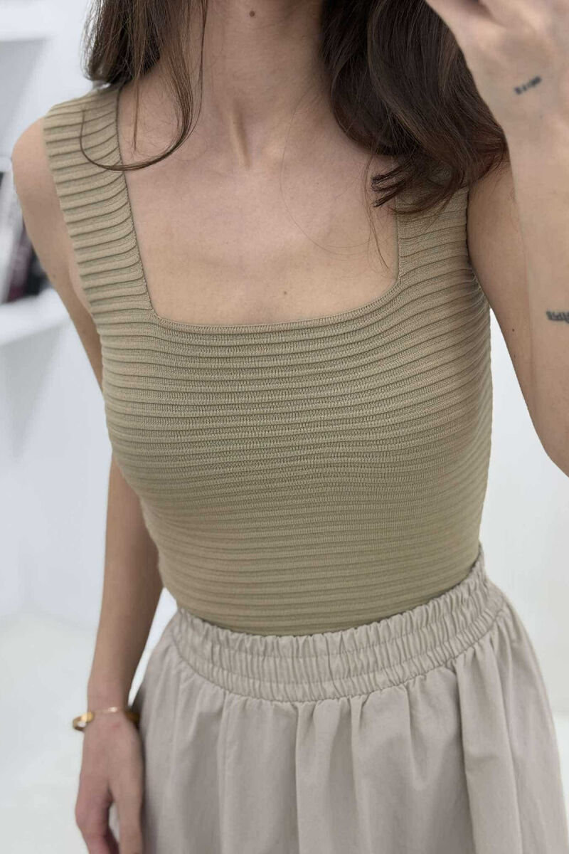 ONE COLOR SIMPLE WOMEN TANK TOP BEIGE/BEZHE - 4
