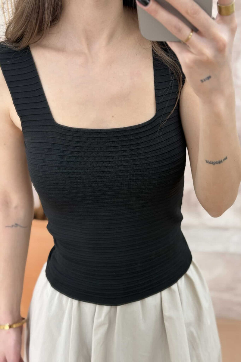 ONE COLOR SIMPLE WOMEN TANK TOP BLACK/ E ZEZE - 2