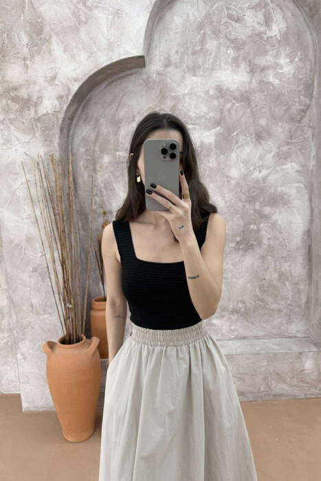 ONE COLOR SIMPLE WOMEN TANK TOP BLACK/ E ZEZE - 3