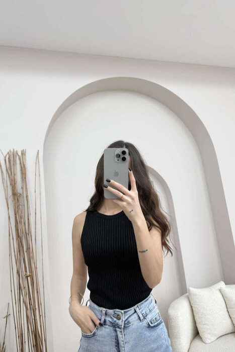 ONE COLOR SIMPLE WOMEN TANK TOP BLACK/ E ZEZE - 2