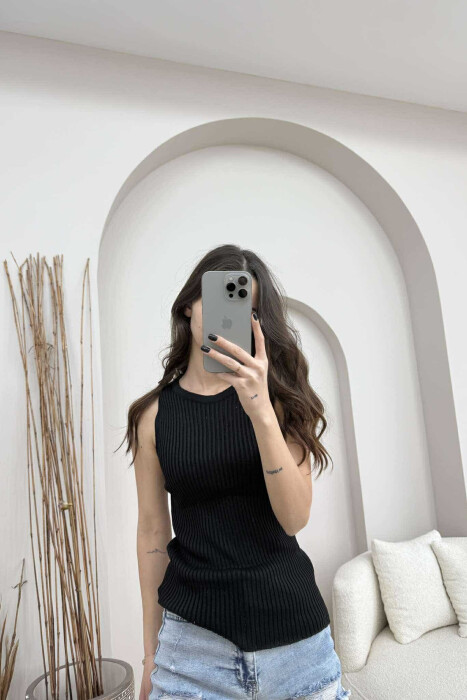 ONE COLOR SIMPLE WOMEN TANK TOP BLACK/ E ZEZE - 4