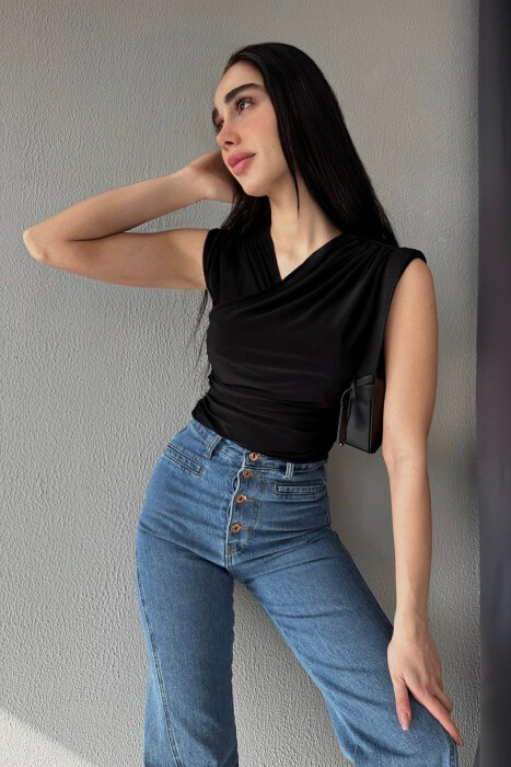 ONE COLOR SIMPLE WOMEN TANK TOP BLACK/ E ZEZE - 2