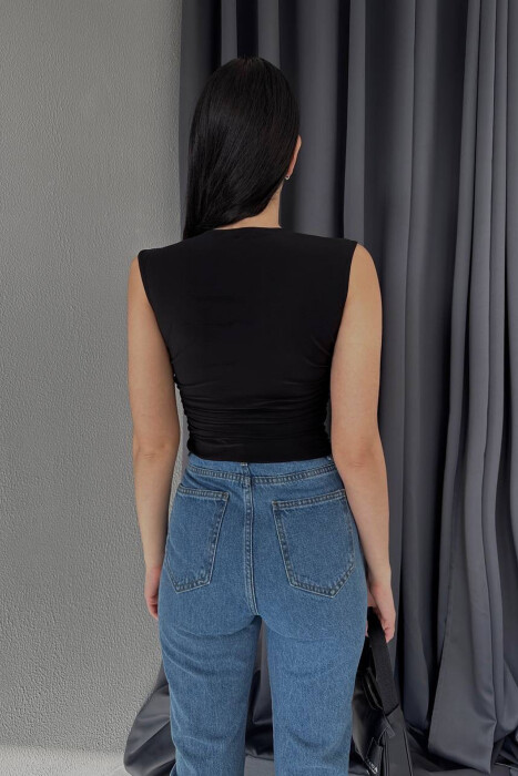 ONE COLOR SIMPLE WOMEN TANK TOP BLACK/ E ZEZE - 3