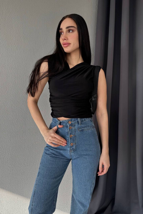 ONE COLOR SIMPLE WOMEN TANK TOP BLACK/ E ZEZE - 4