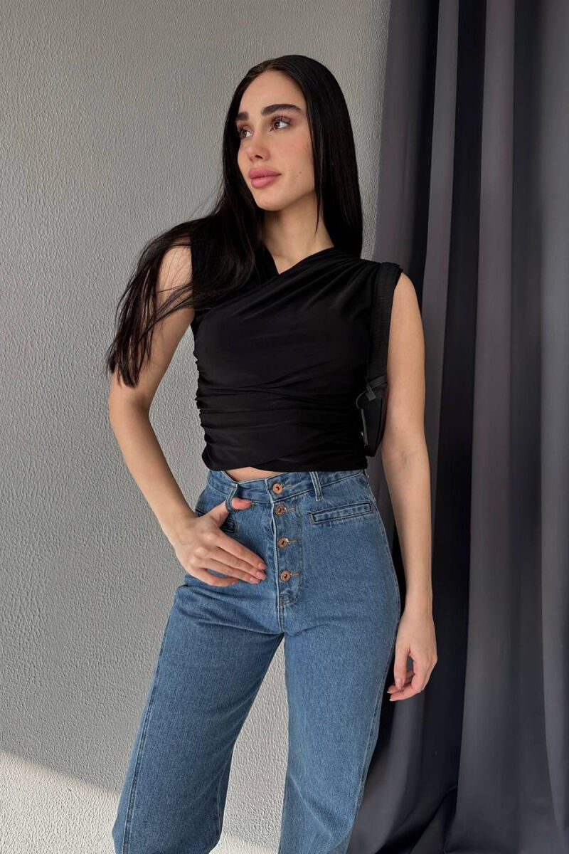 ONE COLOR SIMPLE WOMEN TANK TOP BLACK/ E ZEZE - 4