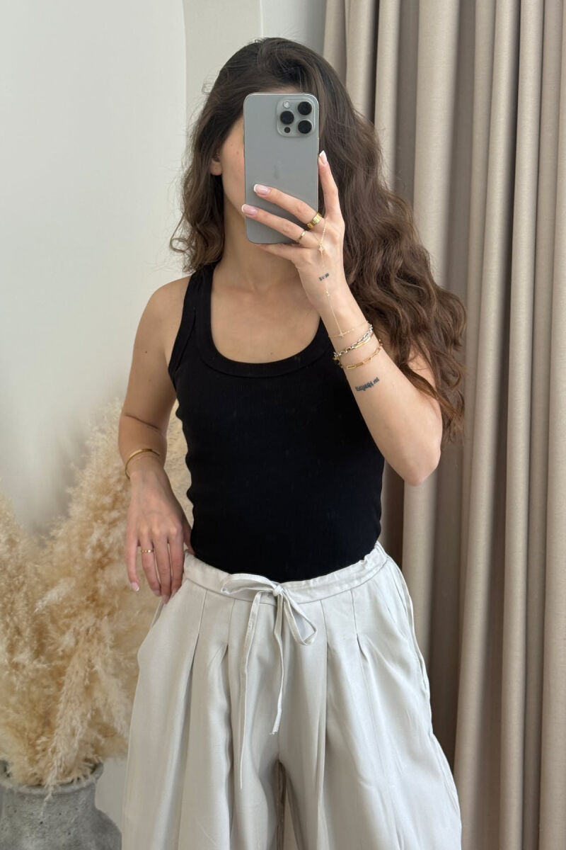 ONE COLOR SIMPLE WOMEN TANK TOP BLACK/ E ZEZE - 2