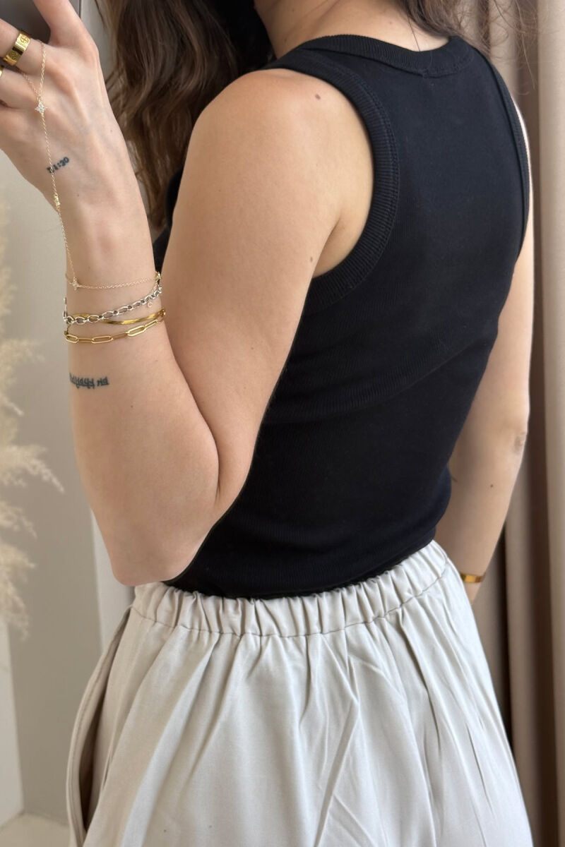 ONE COLOR SIMPLE WOMEN TANK TOP BLACK/ E ZEZE - 4